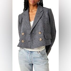 FREE PEOPLE Heritage Double Breasted Crop Blazer NWT